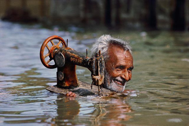 Tailor in Monsoon, Porbandar, Gujarat, India, 1983